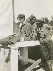 Frank S. Speck sketching, and observers St. Augustine July 1935. Frank S. Speck was Frank G. Speck's son. Archives file location: PA Box 48.